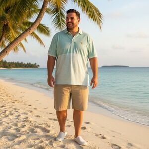 US Polo Assn Mens XL Mint Green White Striped Cotton Polo Shirt